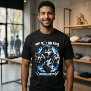 Wolf Run With The Pack Never Back Down T-Shirt