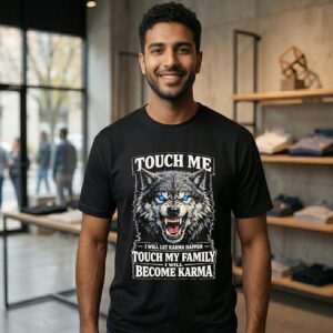 Wolf Touch Me I Will Let Karma Happen Touch My Family Become Karma T-Shirt