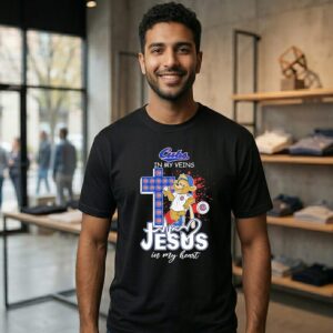 2026 Chicago Cubs Baseball Mascot In My Veins Jesus In My Heart T-Shirt