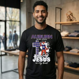 Auburn Tigers X Jesus In My Veins Jesus In My Heart Mascot 2026 T-Shirt