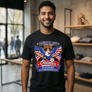 Baltimore Orioles America 1776 2026 250 Years Of Freedom Bald Eagle Patriotic T-Shirt