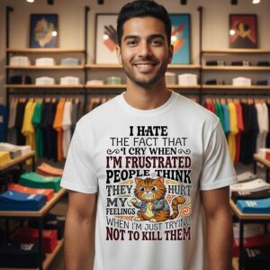 Cat I Hate The Fact That I Cry When I’m Frustrated People Think Not To Kill Them T-Shirt