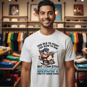 Chicken Too Old To Fight Too Slow To Run But I Can Still Shoot Pretty Darn Good T-Shirt