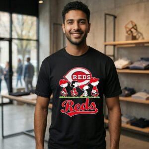 Cincinnati Reds Baseball X Peanuts Snoopy And Friends Abbey Road T-Shirt