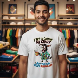 Donkey I Try To Contain My Crazy Coffee But The Lid Keeps Popping Off T-Shirt