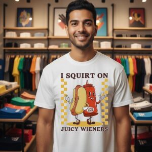 Hot Dog And Ketchup Bottle I Squirt On Love Juice Juicy Wieners T-Shirt