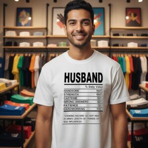 Husband Handsome Strength Caffeine Wrong Answers Patience Hardworking T-Shirt