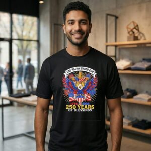 One Nation Under God 250 Years Of Blessings Eagle American Flag T-Shirt