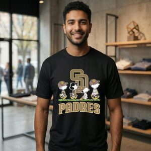 San Diego Padres Baseball X Peanuts Snoopy And Friends Abbey Road T-Shirt
