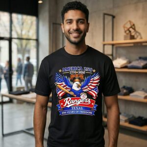 Texas Rangers America 1776 2026 250 Years Of Freedom Bald Eagle Patriotic T-Shirt