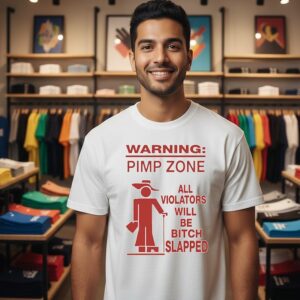 Warning Pimp Zone All Violators Will Be Bitch Slapped T-Shirt