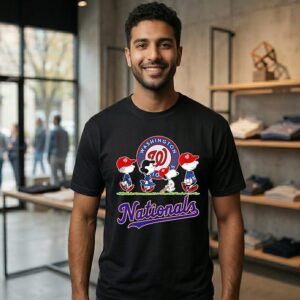 Washington Nationals Baseball X Peanuts Snoopy And Friends Abbey Road T-Shirt