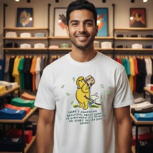 Winnie Pooh There’s Something Beautiful About Showing Up Even When It’s Tough Or Scary T-Shirt