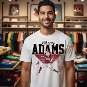 Zane Adam 20 Alabama Crimson Tide Baseball Caricature T-Shirt