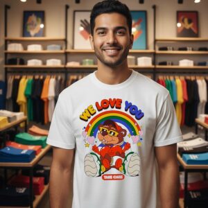 Bear We Love You Take Care Cartoon T-Shirt
