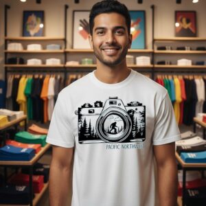 Bigfoot Pacific Northwest Camera Lens Vintaga T-Shirt