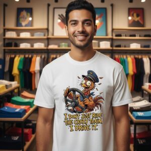 Captain Chicken I Don’t Just Ride The Crazy Train I Drive It T-Shirt