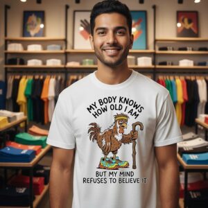 Chicken Meme My Body Knows How Old I Am But My Mind Refuses To Believe It T-Shirt