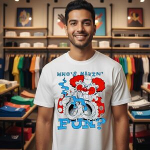 Clown Holding A Gun Who’s Havin Fun T-Shirt