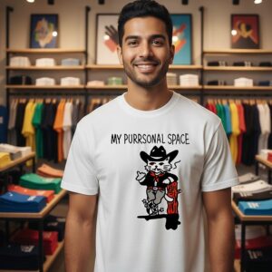 Cowboy Cat Smoking My Purrsonal Space Cartoon T-Shirt