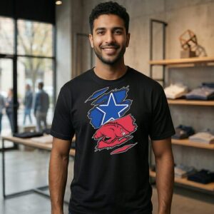 Dallas Cowboys And Arkansas Razorbacks Two Teams One Heart Scratch T-Shirt