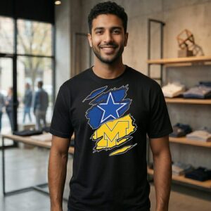Dallas Cowboys And Michigan Wolverines Two Teams One Heart Scratch T-Shirt
