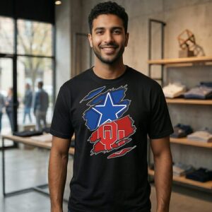 Dallas Cowboys And Oklahoma Sooners Two Teams One Heart Scratch T-Shirt