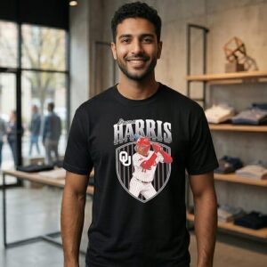 Dasan Harris Oklahoma Sooners Baseball Slugger Swing T-Shirt