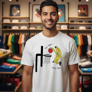 Eat Well Play Hard Banana Basketball Meme T-Shirt