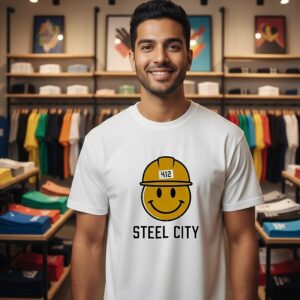 Icon Steel City 412 Smiley Hardhat T-Shirt Funny T-Shirt