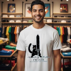 I’m Cute But I Can Make A Lot Of Damage Cat Knight T-Shirt