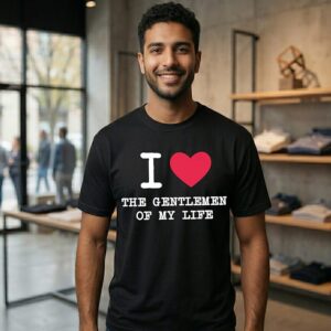 Javier Reyes Wearing I Heart The Gentlemen Of My Life T-Shirt