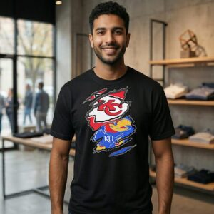 Kansas City Chiefs And Kansas Jayhawks Two Teams One Heart Scratch T-Shirt