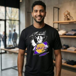Las Vegas Raiders And Los Angeles Lakers Two Teams One Heart Scratch T-Shirt