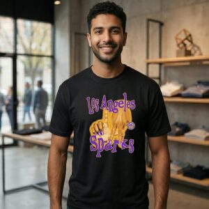 Los Angeles Sparks Wnba Finger Gesture La Ink Sketch T-Shirt