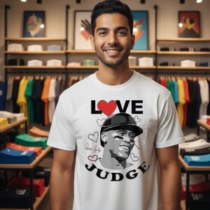 Love Aaron Judge New York Yankees Baseball Heart Signature T-Shirt
