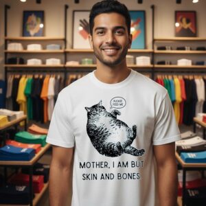 Mother I Am But Skin And Bones Cat Please Feed Me T-Shirt