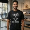 New Orleans Saints Back In Black Rugby Logo T-Shirt