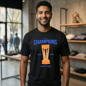 New York Knicks Orange And Blue 2025-2026 NBA Cup Champions T-Shirt