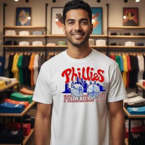 Philadelphia 76ers Walt Whitman Bridge City Hall Skyline T-Shirt