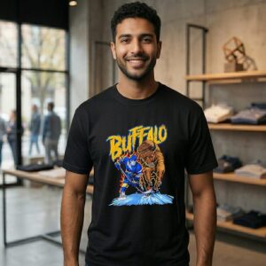 Skeleton Buffalo Sabres Hockey Fire Graphic T-Shirt