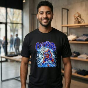 Skeleton Colorado Avalanche Hockey Mascot Graphic T-Shirt