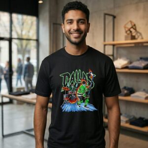Skeleton Dallas Stars Hockey Fire Graphic T-Shirt