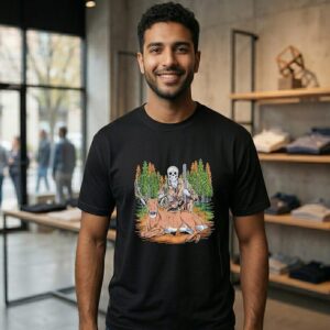 Skeleton Deer Hunting Graphic T-Shirt