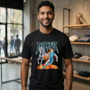 Skeleton Detroit Basketball Graphic T-Shirt
