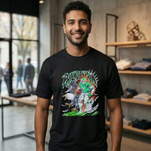 Skeleton Philadelphia Eagles Rugby Ghost Fire Graphic T-Shirt