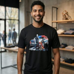 Skeleton Police And Working Dog Graphic T-Shirt