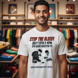 Stop The Bleed July 18th 2-6pm 5th Warb Houston Tx Learn Lifesaving First Aid Skills T-Shirt