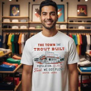 The Town That Trout Built Population Not Many Trout We Got Plenty Estd 1886 T-Shirt