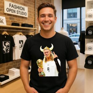 Erling Haaland Viking Warrior Middle Finger Smoking Trophy Meme T-Shirt